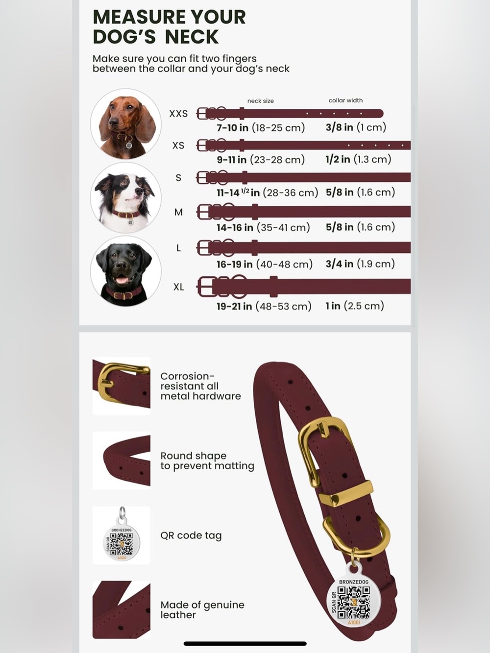 XS Rolled Leather Dog Collar - Picture 6 of 6